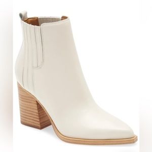 Ivory Leather Ankle Boots